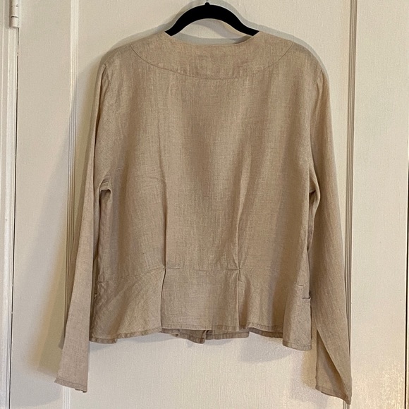 Flax Lightweight Tan Button Up Linen Jacket S - Picture 2 of 5